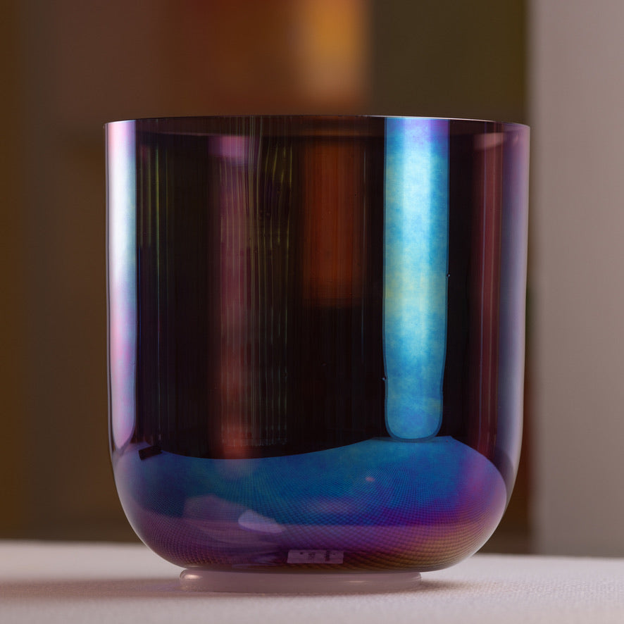 7.75" G-11 Amethyst Color Crystal Singing Bowl, Prismatic, Sacred Singing Bowls