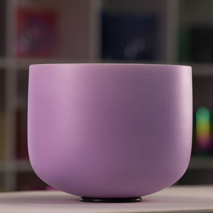 10.75" B+3 Frosted Lilac Blossom Crystal Singing Bowl