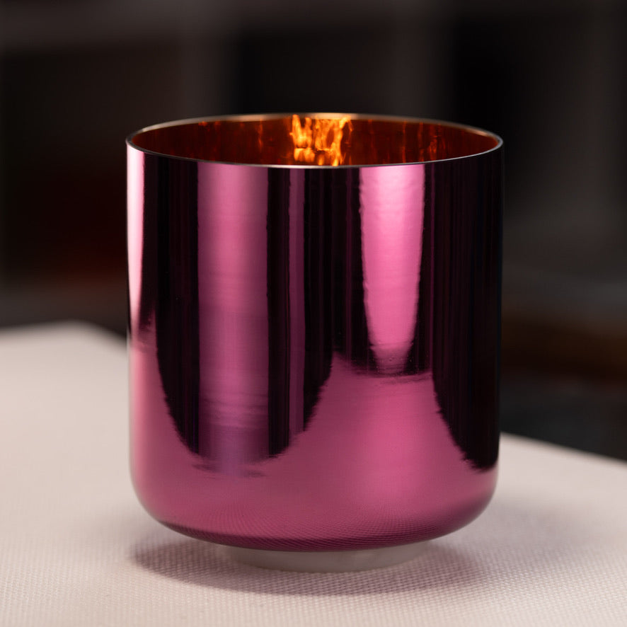 7.5" D+44 Radiant Rose Crystal Singing Bowl, 24k Gold inside