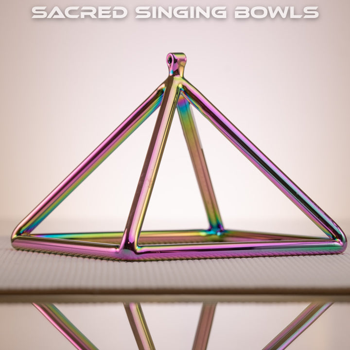 7.5" G#-18 Rainbow Crystal Pyramid, Sacred Singing Bowls