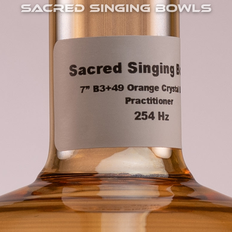 7" B+49 Topaz Color Crystal Singing Bowl Handheld, Sacred Singing Bowls