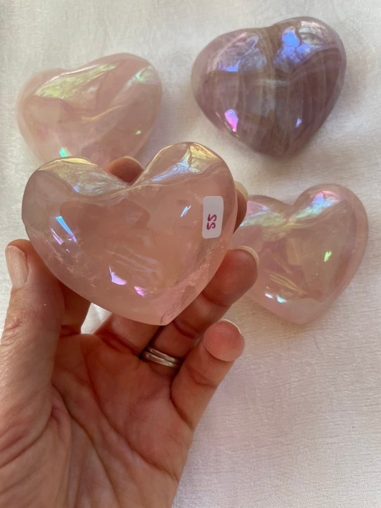 Large Aura Rose Quartz Heart