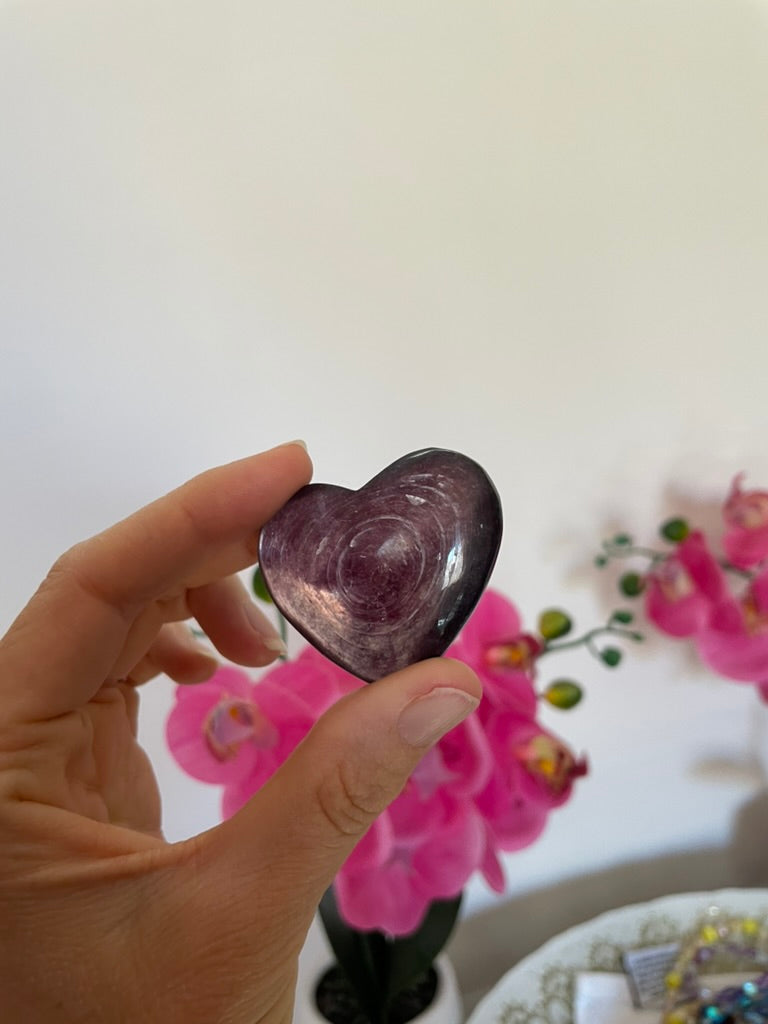 Gem Lepidolite Heart