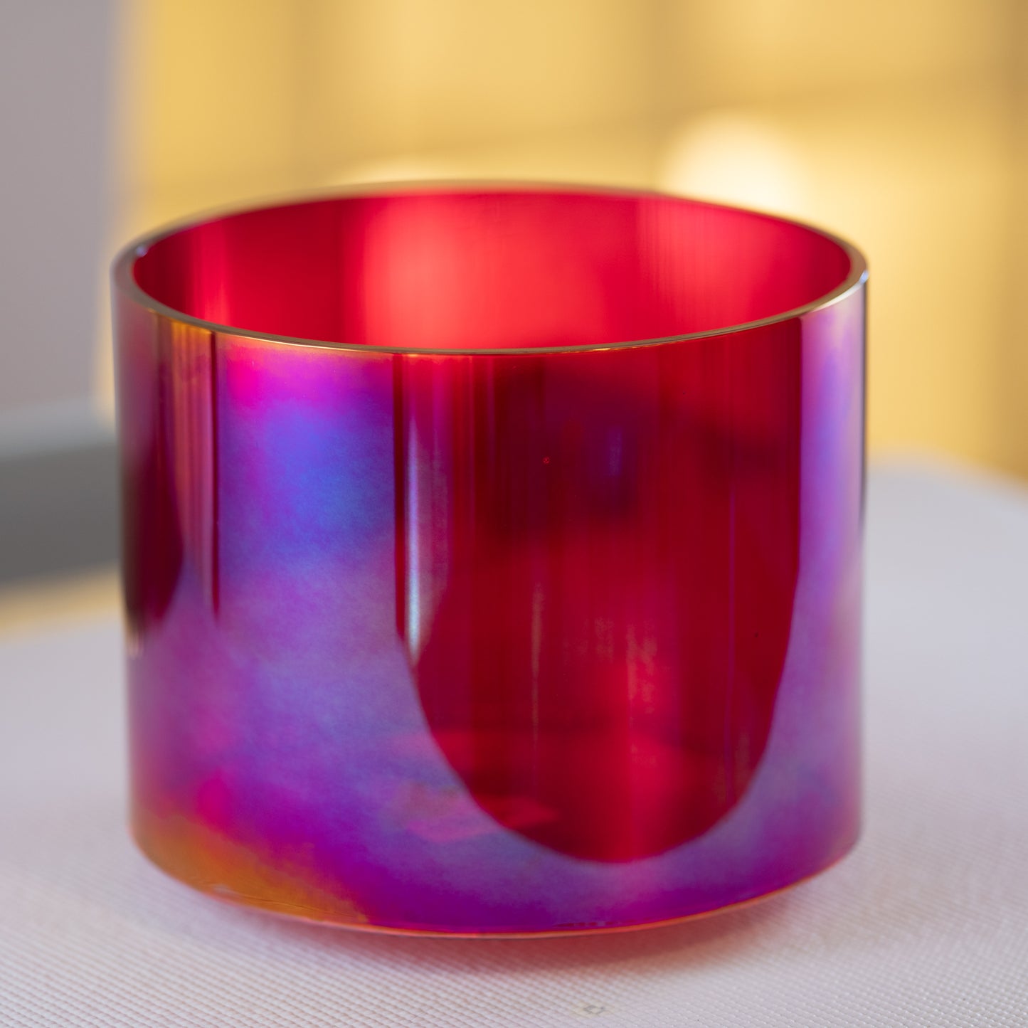 10.5" D#+39 Ruby Color Crystal Singing Bowl, Prismatic, Sacred Singing Bowls