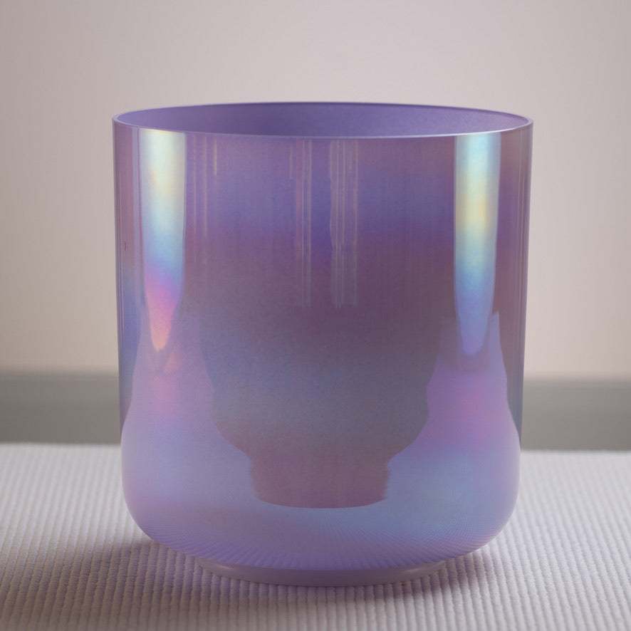 8" F+0 Lilac Amethyst Color Crystal Singing Bowl, Prismatic, Perfect Pitch, Sacred Singing Bowls