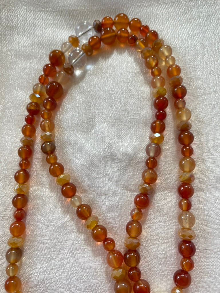 Carnelian Mala, smooth beads