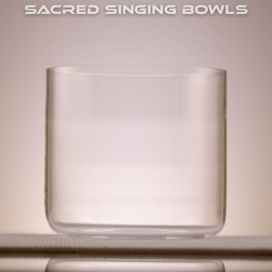 8" B+0 Clear Quartz Crystal Singing Bowl, Perfect Pitch, Sacred Singing Bowls
