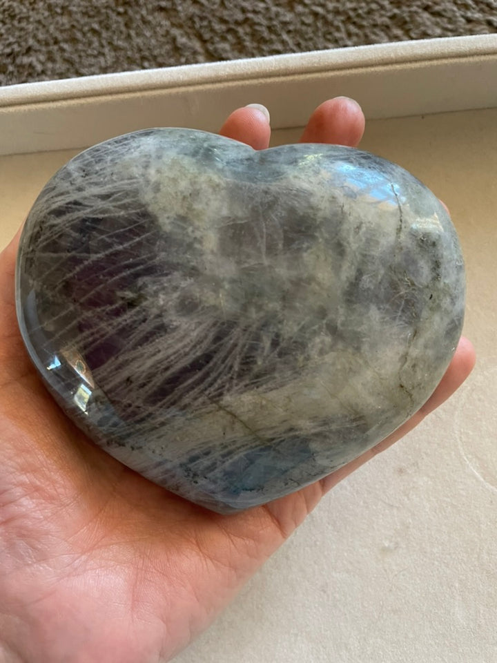 Large Labradorite Heart with Purple Flash