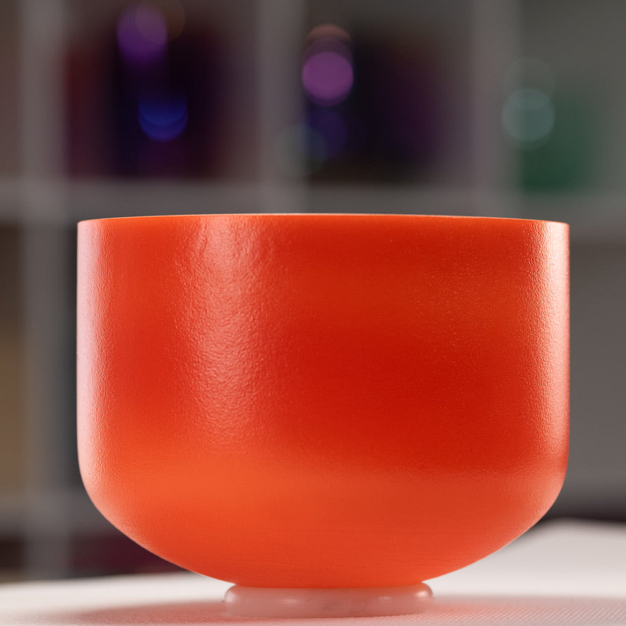 10" C#+5 Setting Sun Crystal Singing Bowl, Silver inside