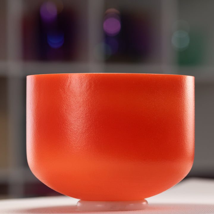 10" C#+5 Setting Sun Crystal Singing Bowl, Silver inside