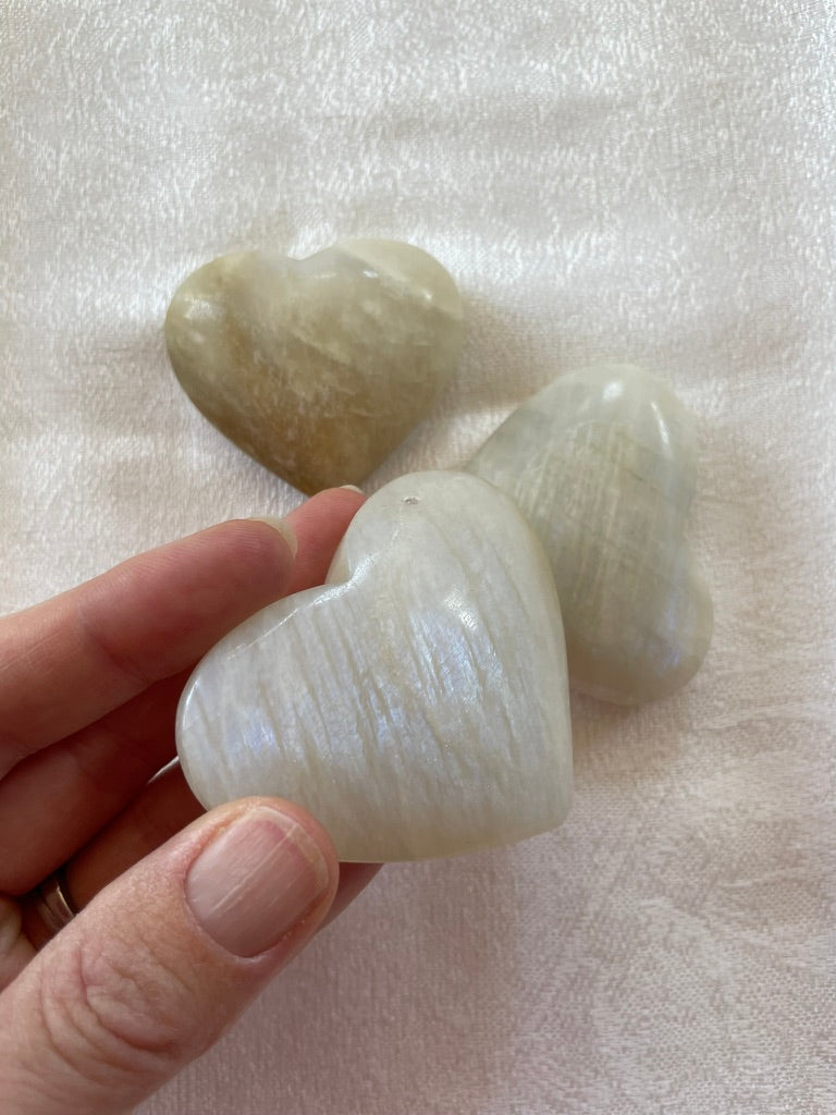 White Moonstone Hearts