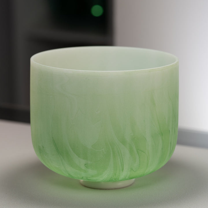 11" B-20 Green Swirl Frosted Crystal Singing Bowl