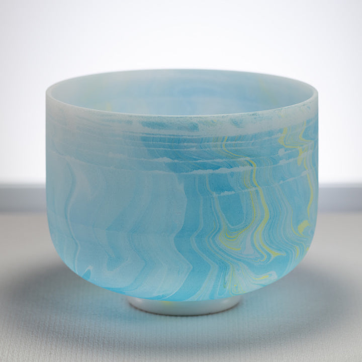 10" D-27 Blue Swirl Frosted Crystal Singing Bowl