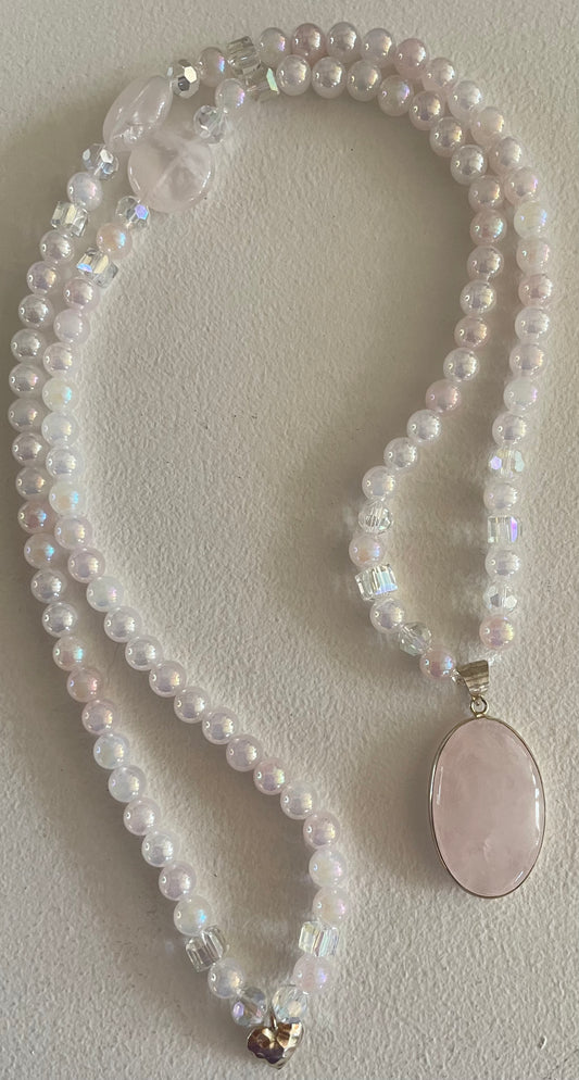 Aura Rose Quartz Mala