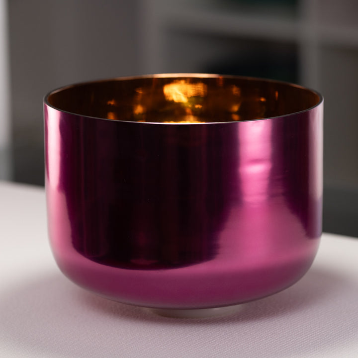 12" F+23 Radiant Rose Crystal Singing Bowl, Gold inside