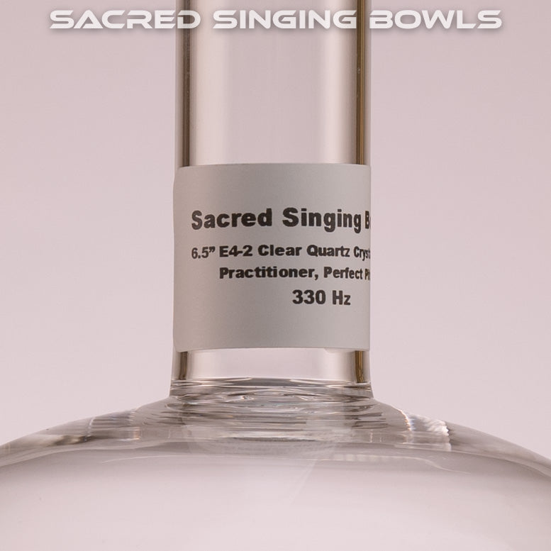 6.5" E-2 Clear Quartz Crystal Singing Bowl, Handheld, Perfect Pitch, Sacred Singing Bowls