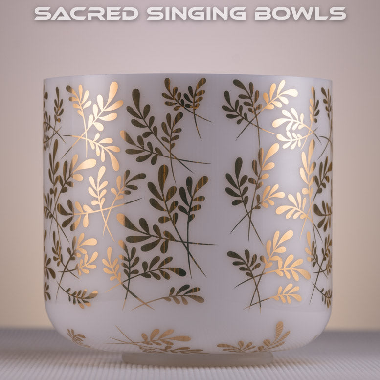8" A+17 White Light Crystal with 24k Gold Leaf Crystal Singing Bowl | Sacred Singing Bowls
