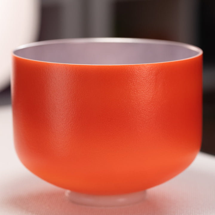 10" C#+5 Setting Sun Crystal Singing Bowl, Silver inside