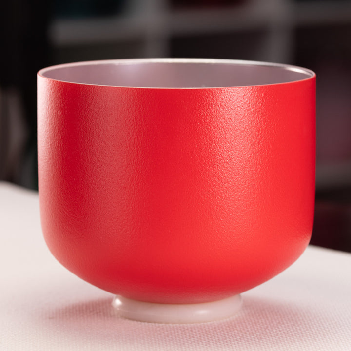 9" D#+6 Frosted Ruby Ray Crystal Singing Bowl