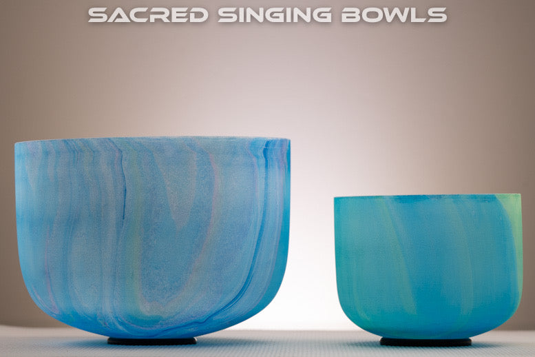 Color Fusion: Frosted Singing Bowl Pair, Perfect Pitch, Sacred Singing Bowls