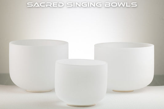 Frosted Crystal Bowl Set: F# Major, Sacred Singing Bowls