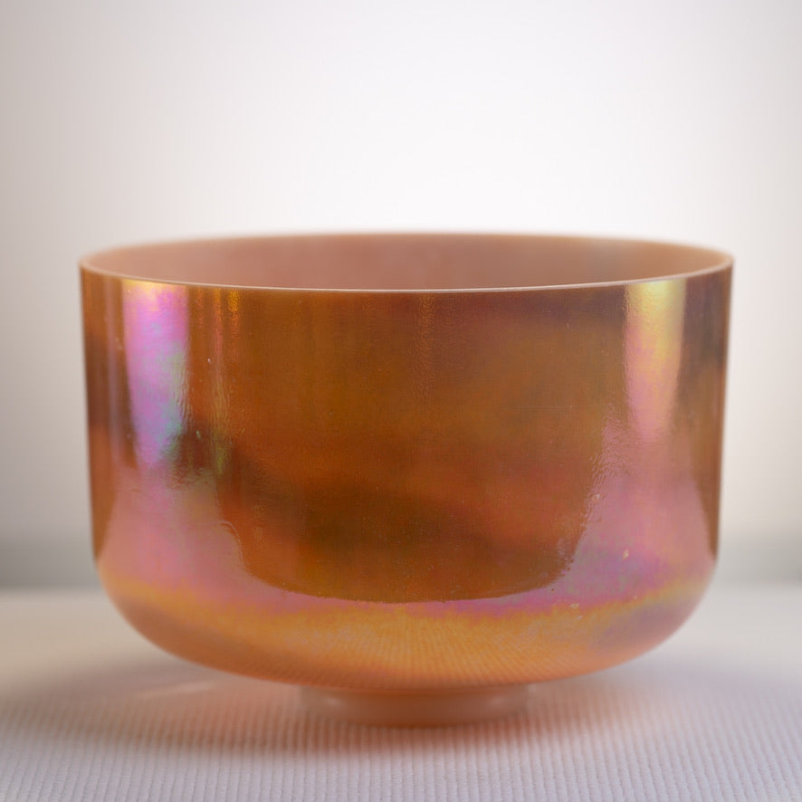 12" D#-10 Tiger Eye & Platinum Crystal Singing Bowl