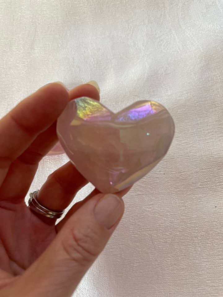 Aura Rose Quartz Hearts, Medium