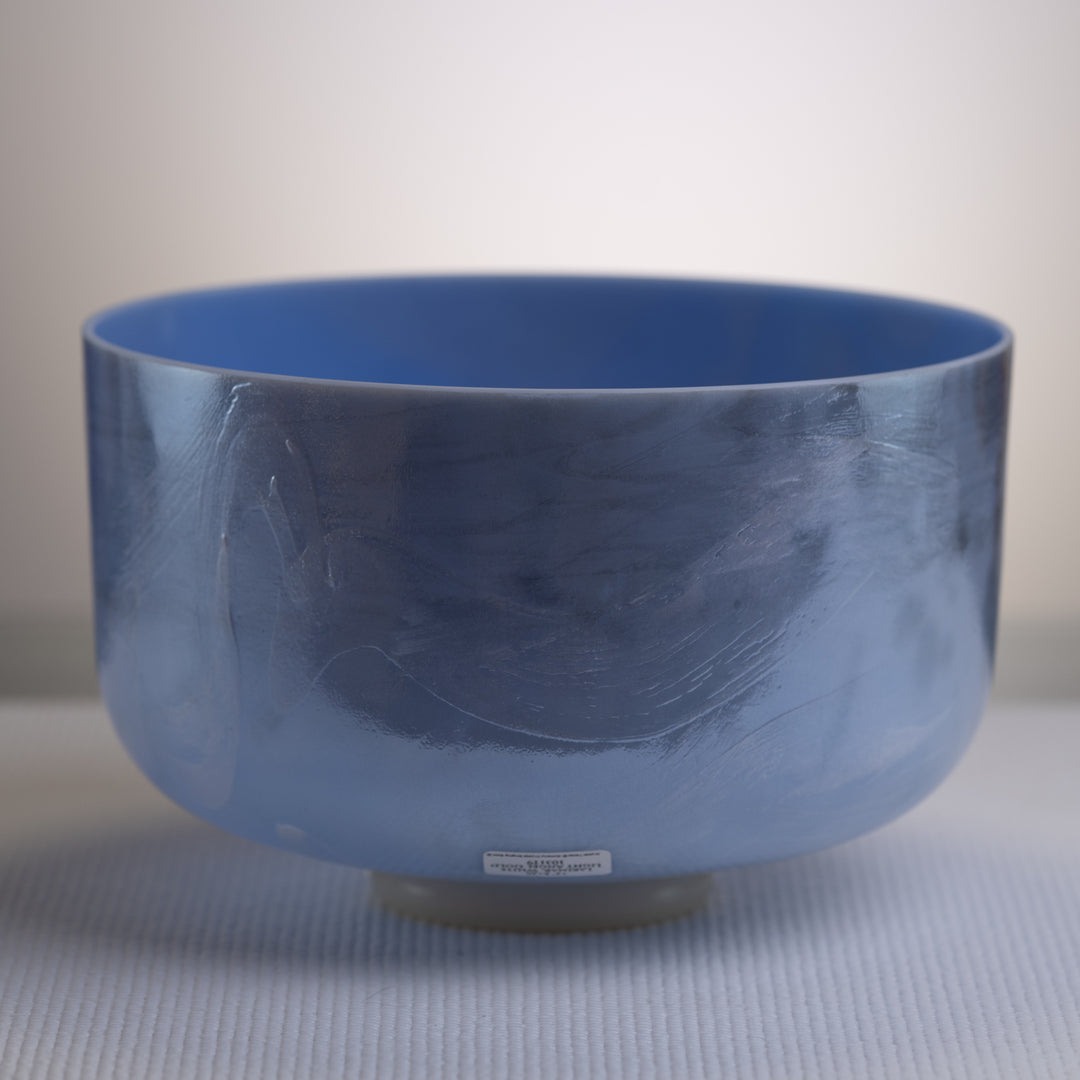 12" E+30 Larimar & White Light Gold Crystal Singing Bowl, Crystal Tones™