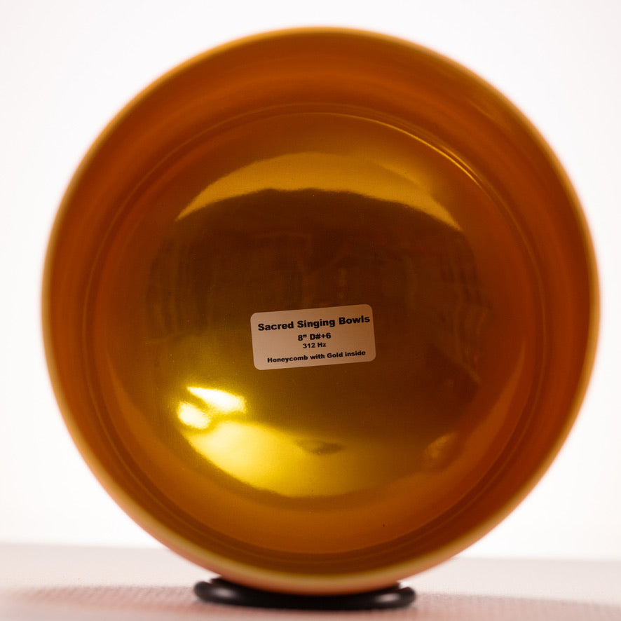 8" D#+6 Frosted Honeycomb Crystal Singing Bowl