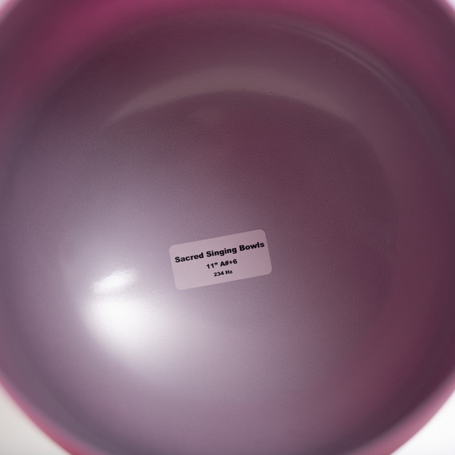 Pink Frosted Crystal Singing Bowl with Silver inside