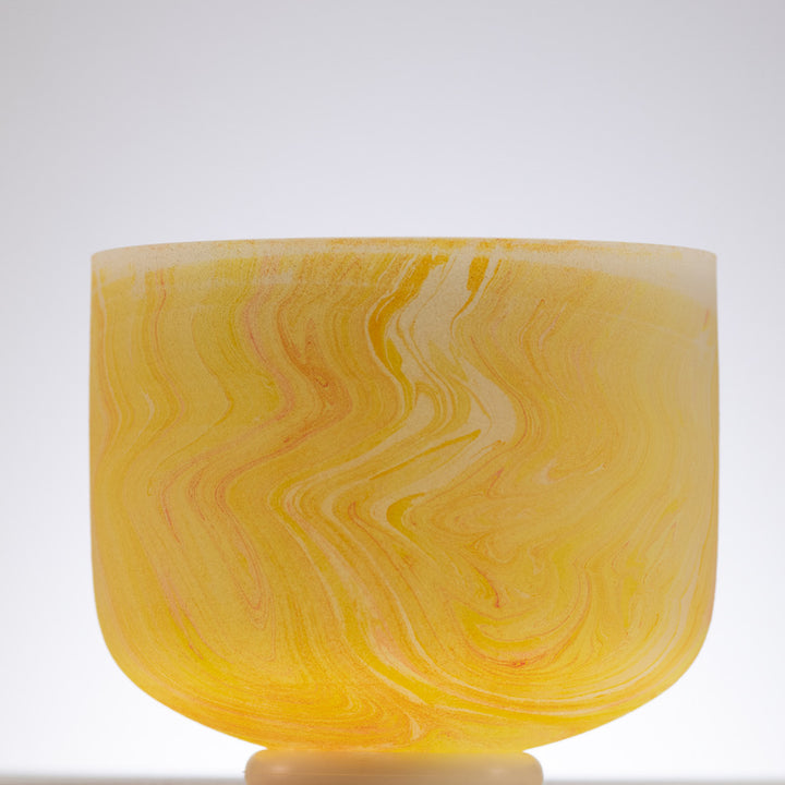 8.75" F-25 Yellow Swirl Frosted Crystal Singing Bowl