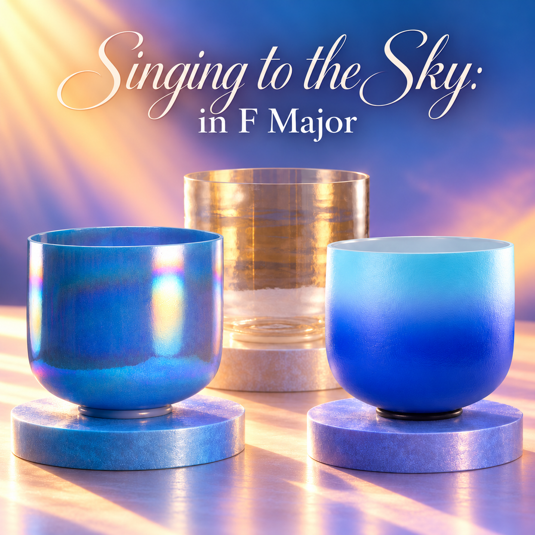 Singing to the Sky: Mixed Crystal Singing Bowl Set in F Major