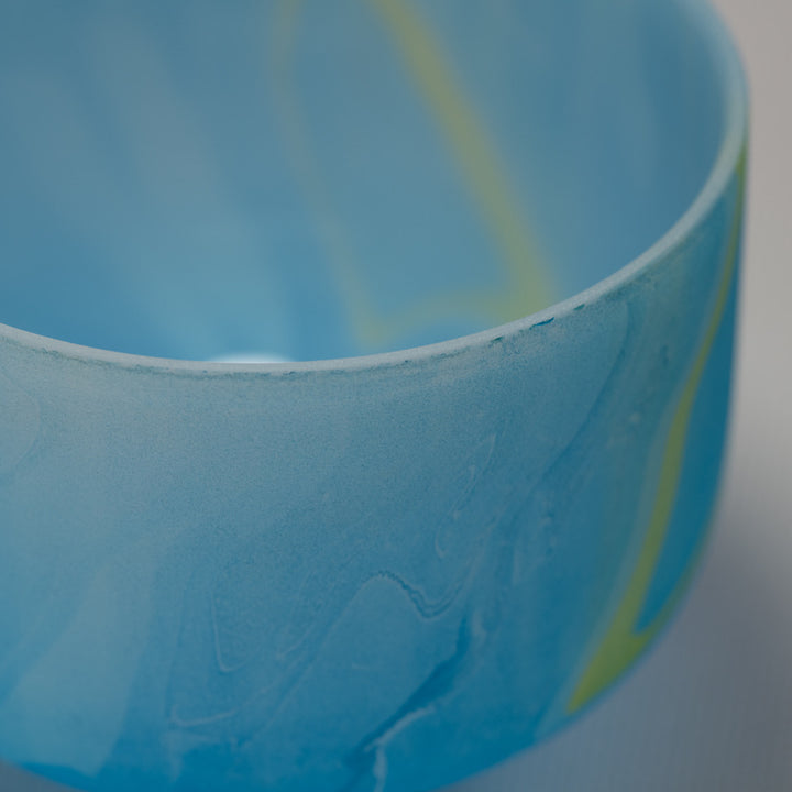 10" G#-28 Blue Swirl Frosted Crystal Singing Bowl