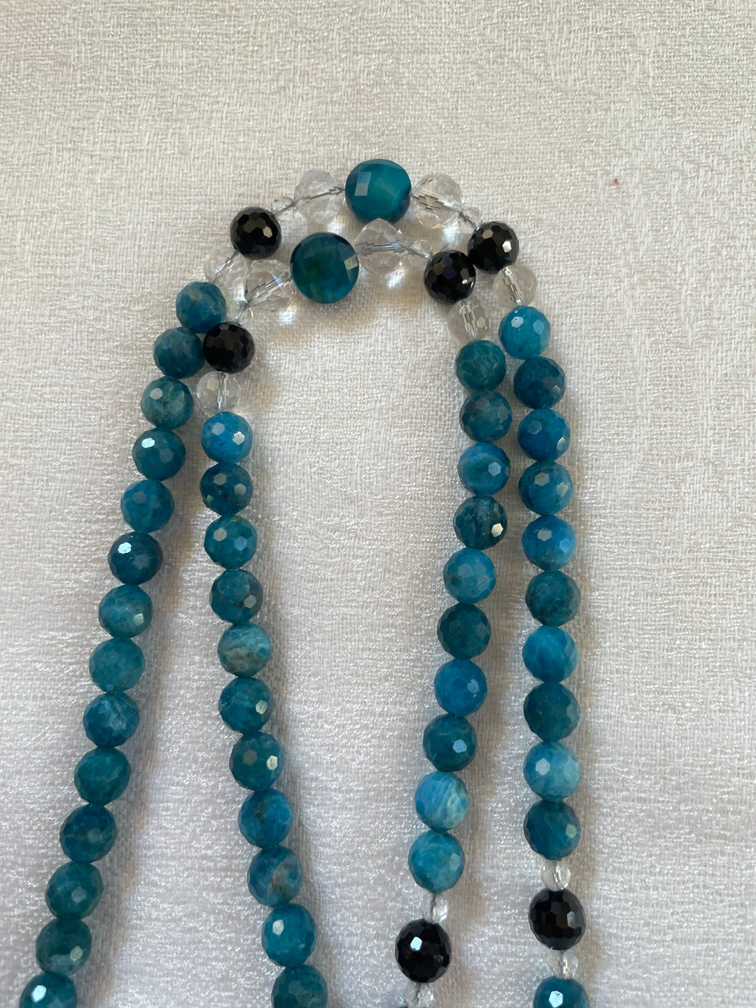 Faceted Apatite Mala with Apatite Pendant