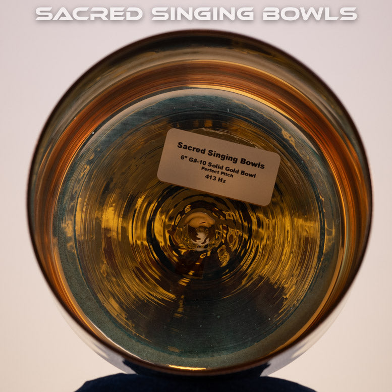 6" G#-10 24k Gold Crystal Singing Bowl, Sacred Singing Bowls