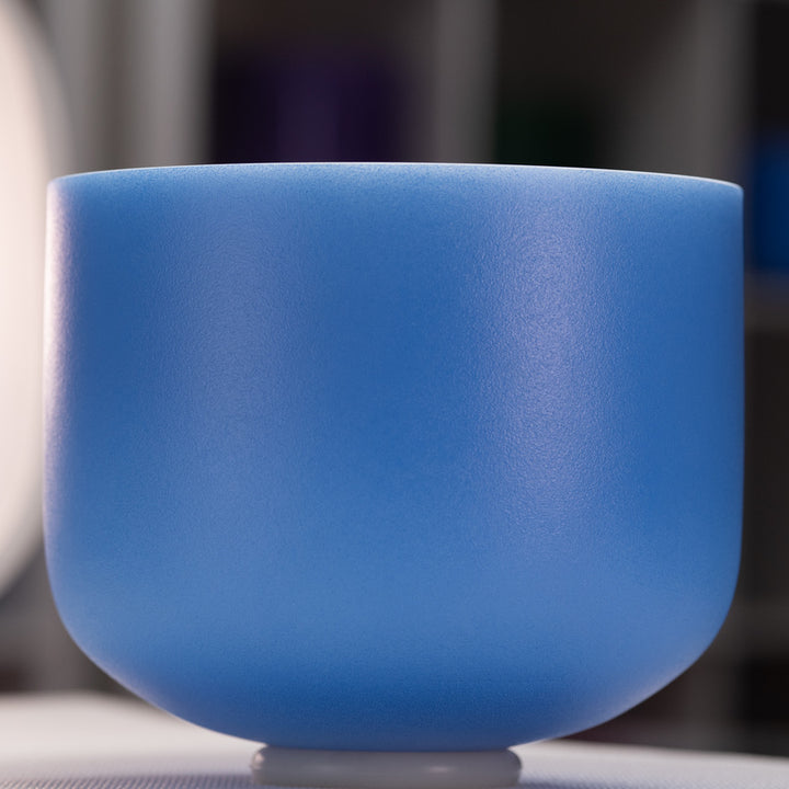 11" D#-28 Father Sky Frosted Crystal Singing Bowl, Silver inside