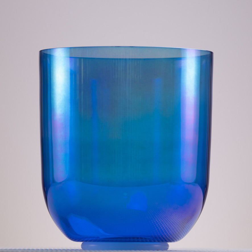 7" A-18 Sapphire Color Crystal Singing Bowl, Prismatic, Sacred Singing Bowls