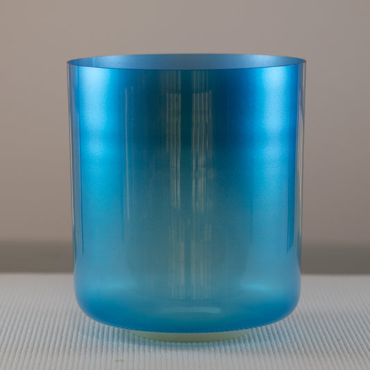 8.5" D-8 Blue Fluorite Color Crystal Singing Bowl, Sacred Singing Bowls