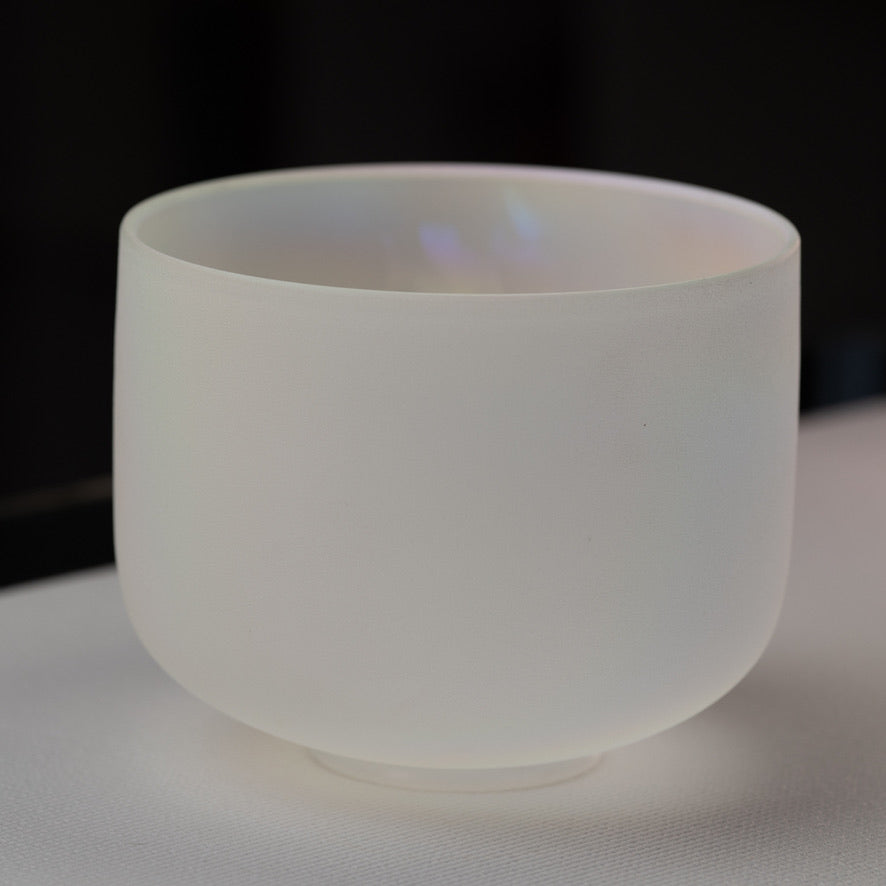 9.5" F+1 White Frosted Singing Bowl with Angel Aura inside