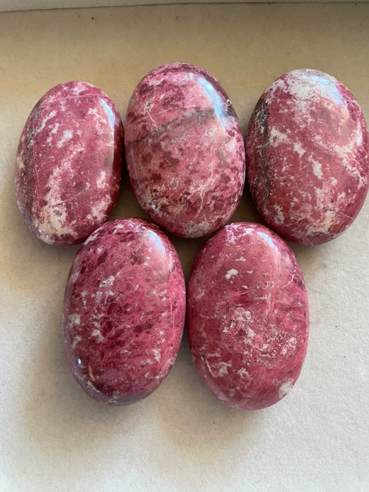 Thulite Palm Stones, Large