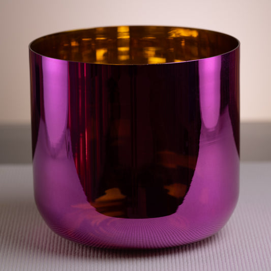 10.25" B-20 Metallic Purple & Gold Crystal Singing Bowl, Sacred Singing Bowls