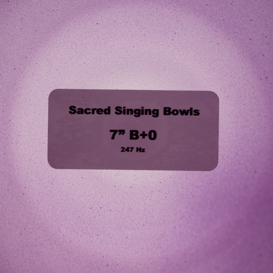 7" B+0 Amethyst & Rose Quartz Color Singing Bowl, Perfect Pitch, Sacred Singing Bowls