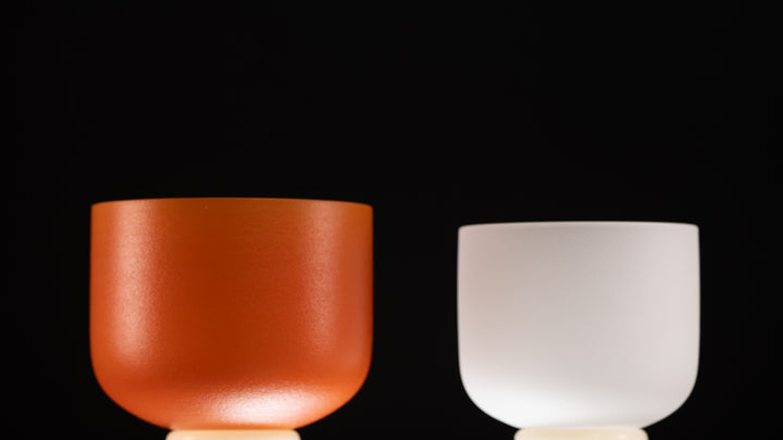A# & F: Frosted Crystal Singing Bowl Pair