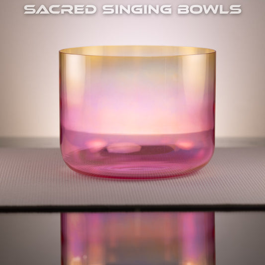 9.5" C#-7 Rose Quartz & Citrine Color Singing Bowl, Perfect Pitch, Sacred Singing Bowls