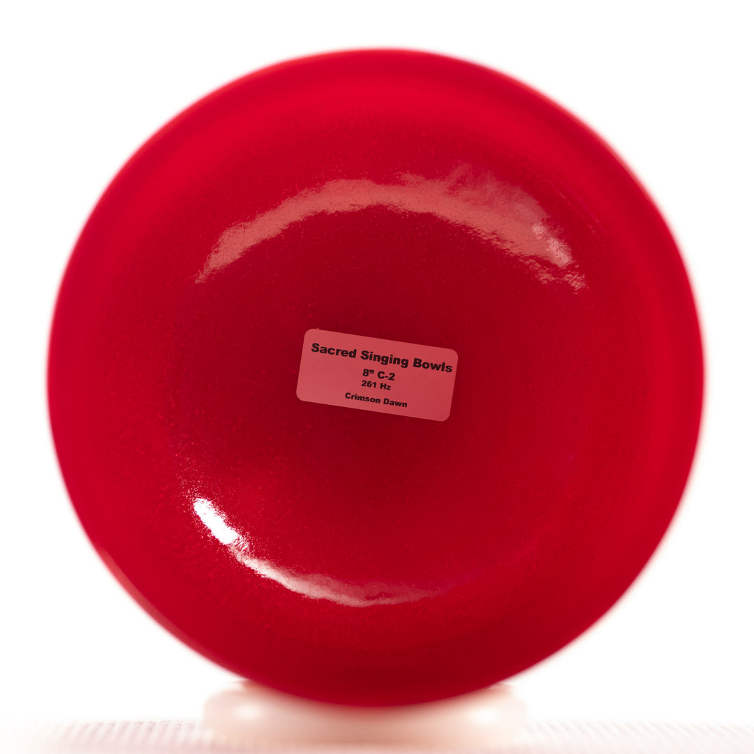 8" C-2 Crimson Dawn Crystal Singing Bowl, Perfect Pitch