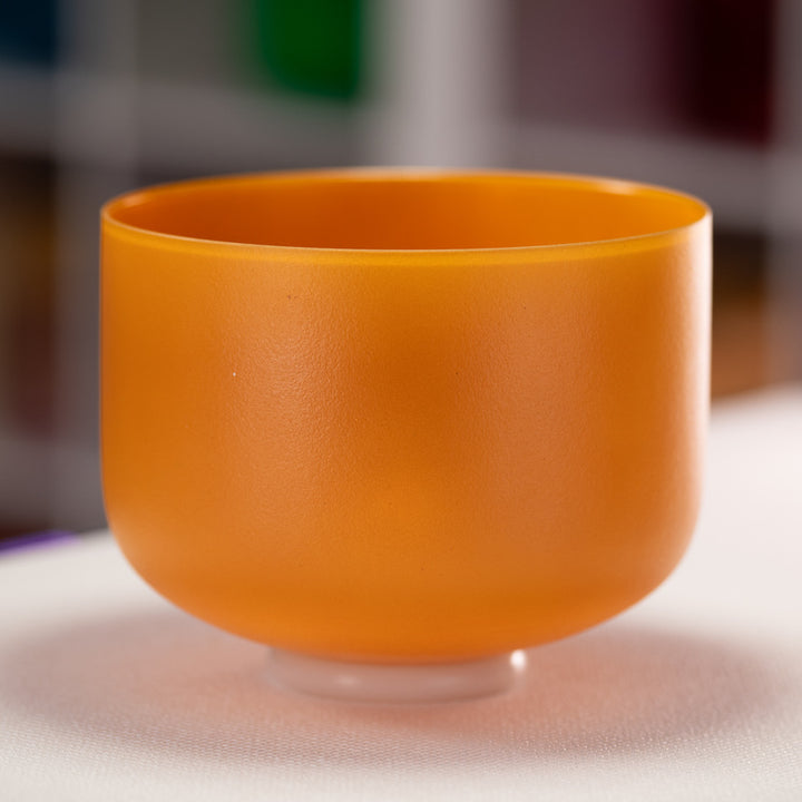 10" C+8 Honeycomb Frosted Crystal Singing Bowl, Gold inside