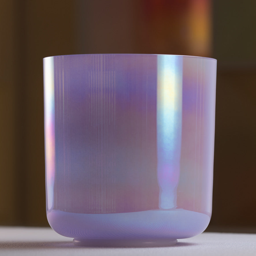 8" F+0 Lilac Amethyst Color Crystal Singing Bowl, Prismatic, Perfect Pitch, Sacred Singing Bowls