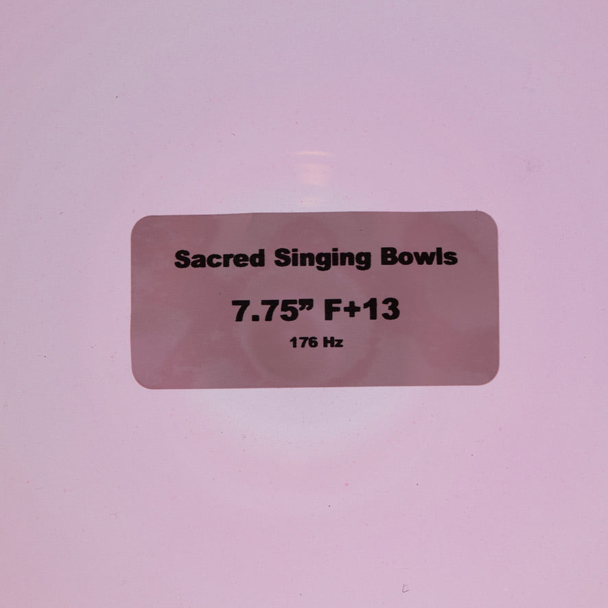 7.75" F+13 Pink Sapphire & Carnelian Color Crystal Singing Bowl, Sacred Singing Bowls