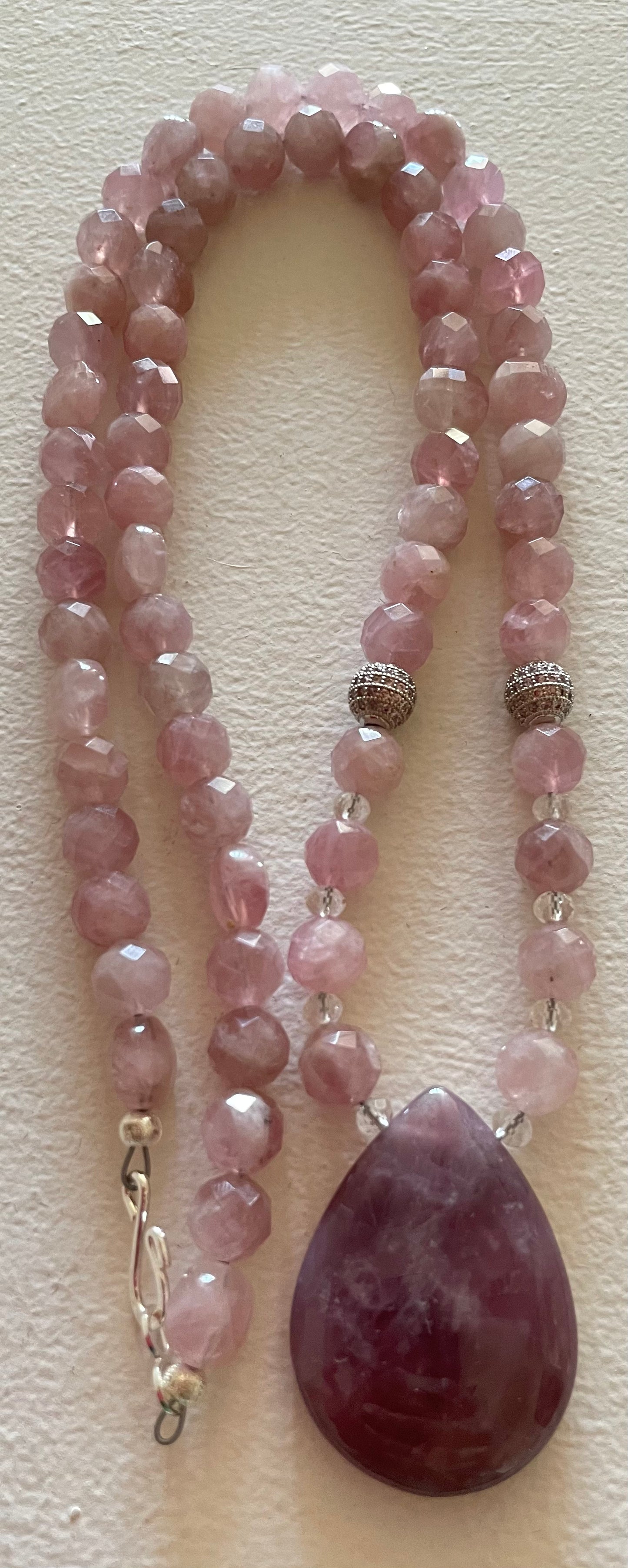 Madagascar Rose Quartz Necklace, Long