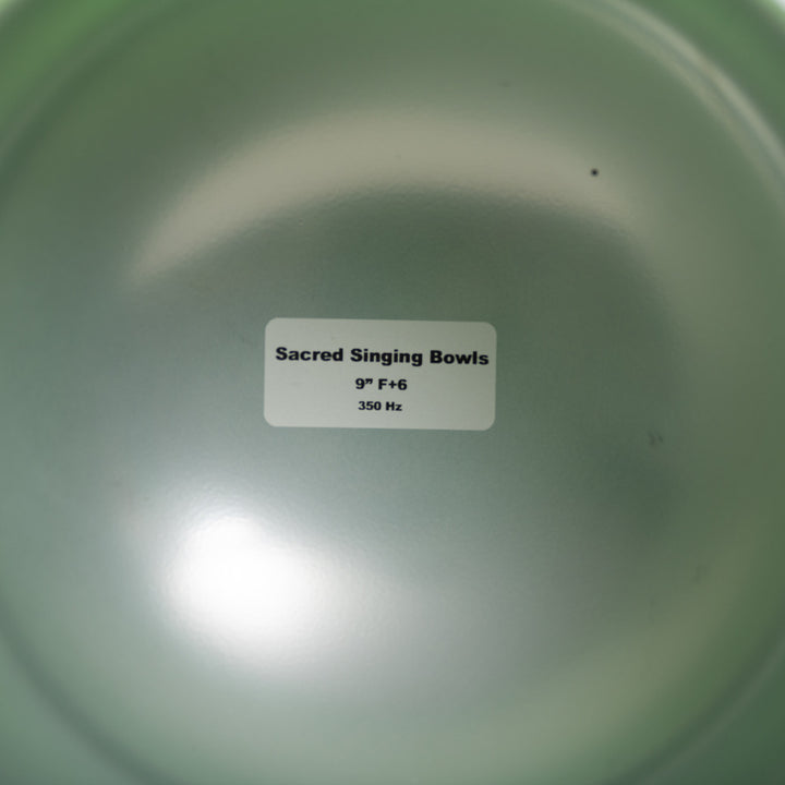 9" F+6 Peaceful Garden Frosted Crystal Singing Bowl with Silver inside